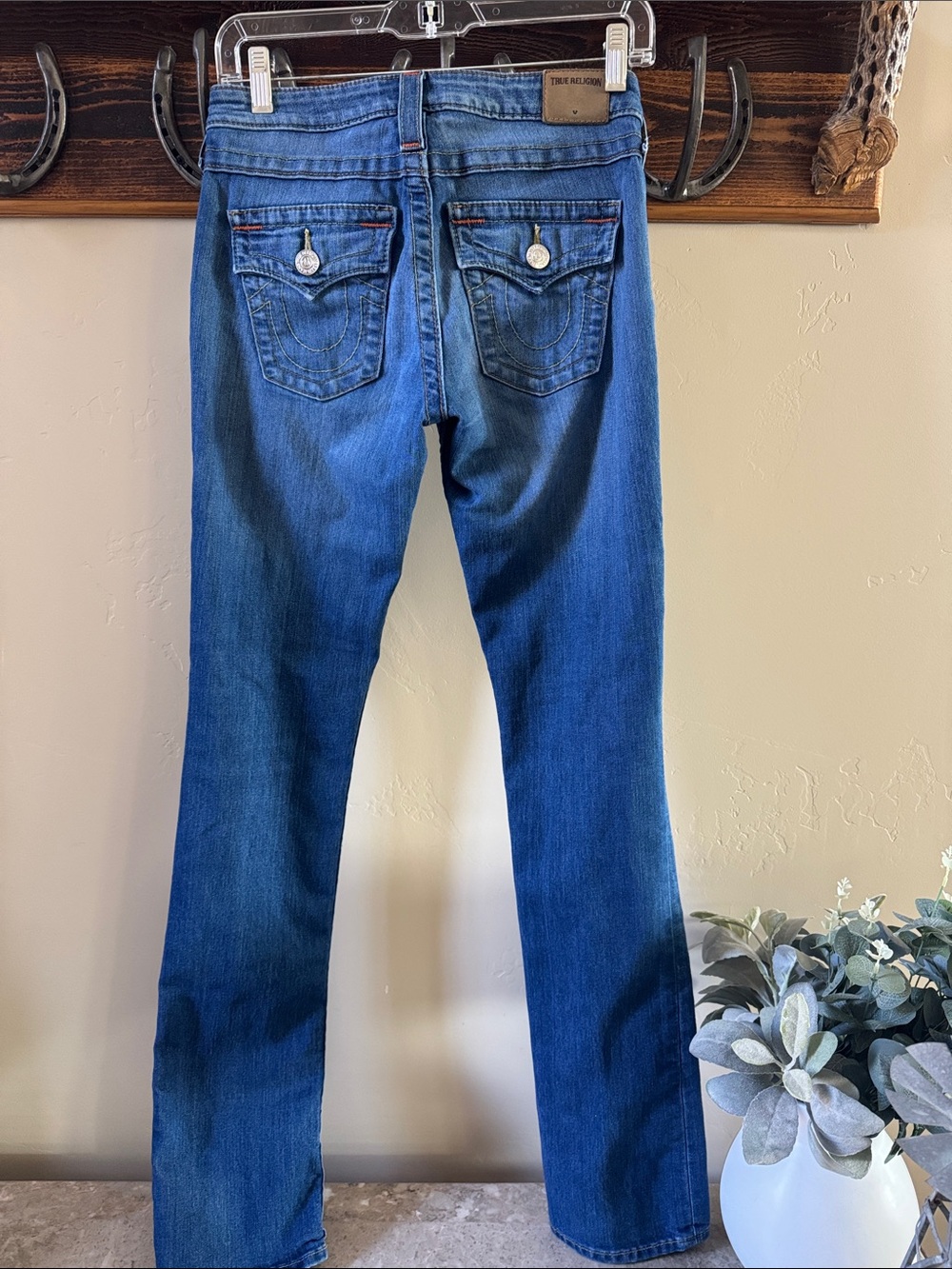 True Religion Women's Cora Straight Jeans in Blue Wash